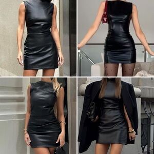 NWT 1 STATE Shiny Black Mini Dress